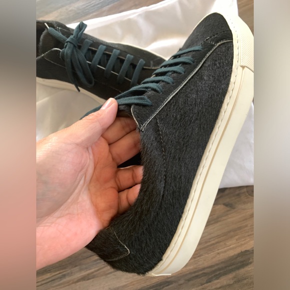 New Women by Common Projects Black Leather Cal Hair Sneakers - Picture 5 of 6